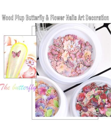 300Pcs 3D Wood Pulp Flower Nail Art Charm Set for DIY Crafting - Nail Charms Butterfly and Bow Design - S1 - Buy Online on GoSupps.com