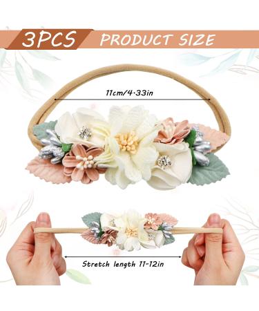 3-Piece Floral Baby Girl Headband Set | Elastic Hair Bands for Newborns & Toddlers - Buy Online on GoSupps.com