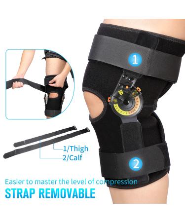 Nvorliy Hinged Orthopedic ROM Knee Brace with Side Stabilizers - Locking Support for Post-Op Recovery & Arthritis - Fits Men & Women (Regular) - Buy Online on GoSupps.com