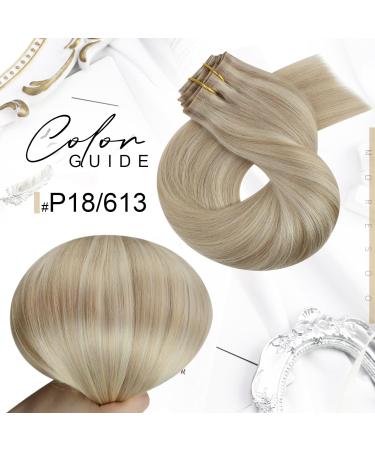 Buy Moresoo Seamless Clip-in Hair Extensions - 7pcs Ash Blonde #P18/613 | Real Remy Hair 45cm 120g for Full Volume - Buy Online on GoSupps.com