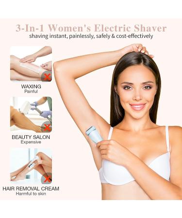 Elegant Electric Shaver for Women | Rechargeable 2-in-1 Razor for Body & Bikini | Cordless Hair Removal Trimmer | IPX7 Waterproof | Blue - Buy Online on GoSupps.com