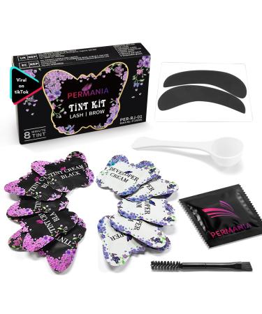 PERMANIA Lash Tint Kit Professional Fast Quick Dyeing Natural Black Eyelash Tint Lasts up to 4 Weeks for Newbie & Pro Kit (with silicone eye patch)