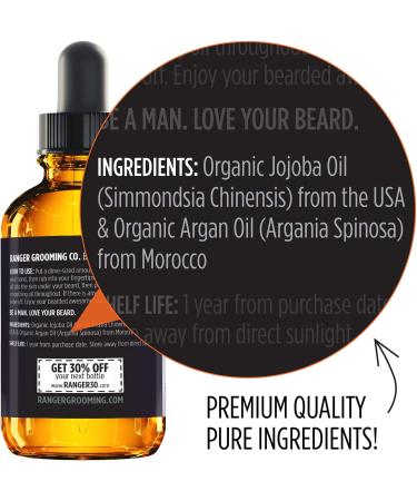 Ranger Grooming Co Fragrance-Free Beard Oil 1 oz - 100% Pure Natural Conditioner for Groomed Beards and Moisturized Skin - Buy Online on GoSupps.com