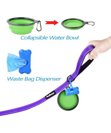 Petbonus Double Dog Leash for 2 Dogs - Adjustable Reflective & Padded Handles for Medium to Large Breeds - Purple - Buy Online on GoSupps.com