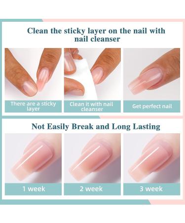 Morovan 5 in 1 Builder Nail Gel Kit - Clear & Pink UV Hard Gel for Nails Extension - Beginner-Friendly Nail Strengthening Kit - Buy Online on GoSupps.com