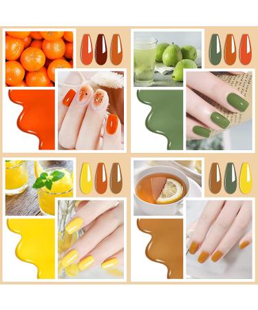 Angmile Fall Gel Nail Polish Set - 6 Colors Orange Red Gold Kit for Halloween & Thanksgiving - Buy Online on GoSupps.com