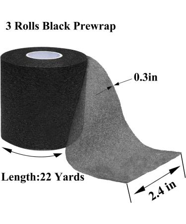 ADMITRY Pre Wrap Tape Athletic 3 Rolls Black Prewrap - Ideal for Hair Foam Underwrap & Sports Wrap - Buy Online on GoSupps.com