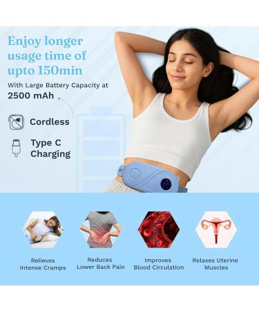 SPANCARE PHARMACEUTICALS Cordless Electric Heating Pad| 9 Modes| Menstrual Cramp Relief|Type C| Crampfree Periods | Portable | Gift for Women| Strap Upto 40 Inch - Buy Online on GoSupps.com