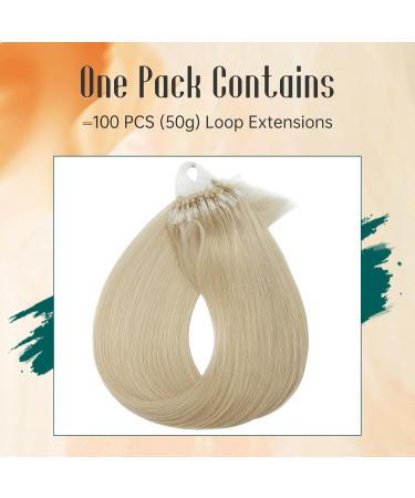 Elailite Micro Loop Extensions - Real Remy Hair Microring Bondings 50g (100 Strands) 14-35cm #60 Platinum Blonde - Buy Online on GoSupps.com