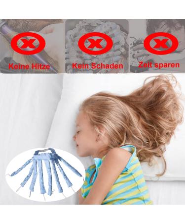 Heatless Curlers Headband | Octopus Hair Curler for Long & Medium Hair | No Heat Overnight Waves | Soft Silkband Curly Winder - Blue - Buy Online on GoSupps.com