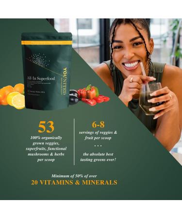 Greens Superfood Powder - Younited All-In Superfood Greens Powder with 53 Premium Organic Food Ingredients|Ultimate Vegetable Powder Alternative| Loaded with Phytonutrients (30 Servings) Pineapple Mango Flavour - Buy Online on GoSupps.com