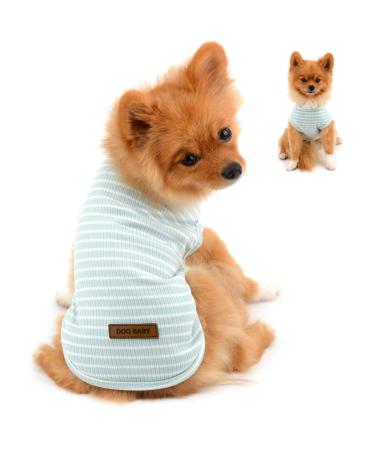 Paidful Clothing For Small Dogs Young Girls Summer Striped Puppy T-Shirt West Breaktakt 100% cotton T-shirt sleeveless chihuahua yorkshire green L: back length: 30cm/11.5 " bust: 42cm/16.5" Green
