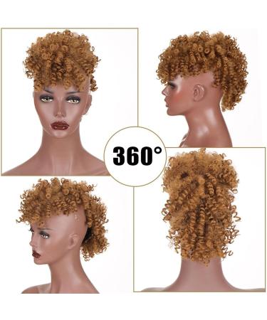 Messy Bun Hair Piece for Women Puff Afro Curly Hairpieces Mohawk Ponytails for Women Synthetic Kinky Curly Hair Bun Ponytail Extension with Bangs Wrap Updo Clip in Hair Extensions Fake Hair Accesso 4 - Buy Online on GoSupps.com