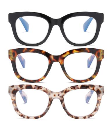 Fsread Oversized Blue Light Blocking Computer Glasses For Women Readers Spring Hinge Retro +0.0 3 Mix 0.0 x