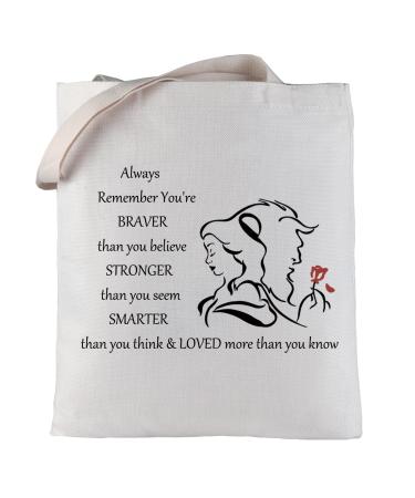 LEVLO Beauty Story Zippered Cosmetic Bag You Are Braver Stronger Smarter Than You Think Beauty Beast Tote Bag