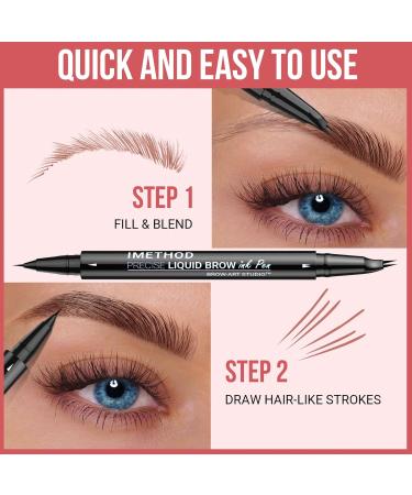 iMethod Curved Eyebrow Pen - 2-in-1 Microblading Eyebrow Pencil with Fork & Brush Tips for Natural Hair-Like Brows - Long-Lasting Dark Brown 02 - Buy Online on GoSupps.com