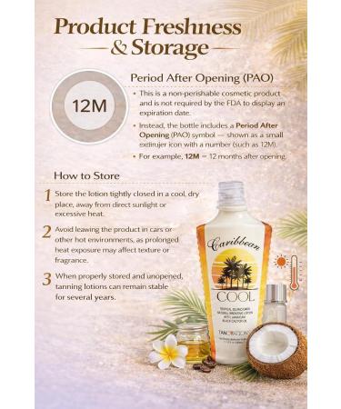 Caribbean Cool Dark Natural Bronzing Tanning Bed Lotion Jamaican Black Castor Oil Vitamin E & Botanical Oils Tropical Punch Fragrance Dark Tan Enhancer DHA-Free 11 fl oz - Buy Online on GoSupps.com