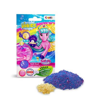 Inkee Galupy Mermaid swimming dust |Crackling swimming salt children-colorful bathing additive in pink blue and purple with jojoba oil & banana-milk-shake aroma 60g bag-bathing fun for children Galupy Mermaid swimming dust 60g