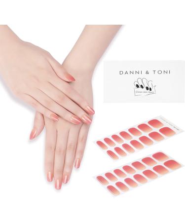 Danni & Toni 28 Self-Adhesive Gel Nail Stickers in Lost Horizon - Salon-Quality Manicure Set with Gradient Light Red Tips - Buy Online on GoSupps.com
