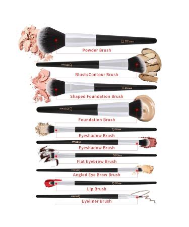 DUcare 10Pcs Travel Makeup Brush Set with Case - Premium Synthetic Kabuki Brushes for Foundation, Blending, and More - Women's Gift Set with Bag - Black - Buy Online on GoSupps.com