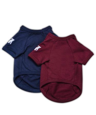 Koneseve Dog Shirts Blank T-Shirt Soft for Small Medium Large Dogs Boy Girl Puppy Clothes Breathable Cotton Cat Basic Shirt Kitten Apparel Adorable Cozy Casual Fashion Costume 2-Pack Blue & Red 2XL 2XL-(2030lb) | Chest(24")