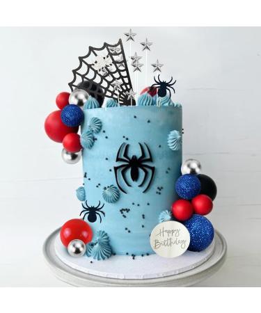 DRWATE Spider Cake Topper with Spider Web Balls Stars for Boys Men Birthday Party Baby Shower Supplies (Spider) - Buy Online on GoSupps.com
