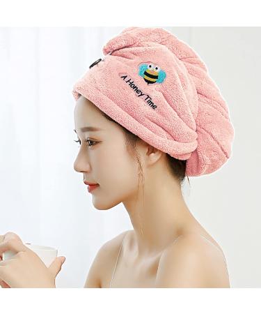 Hair Turban Towel Microfiber - Super Absorbent Quick-Dry Hair Towel with Button Design in Pink Rose | Perfect for All Hair Types - Buy Online on GoSupps.com