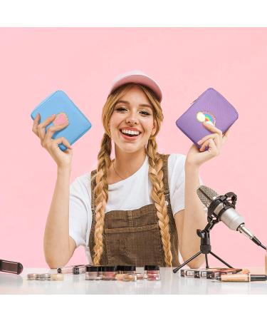 4-Piece Preppy Patch Makeup Bags - Nylon Toiletry Cosmetic Travel Pouch Set for Women & Girls in Pink, Blue, Purple & Beige - Buy Online on GoSupps.com