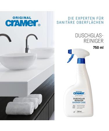 CRAMER Shower Glass Cleaner 750 ml | Spray Cleaner for Real Glass Shower Partitions | Gentle Material-Cleaning Agents for Coated & Uncoated Glass Surfaces | International Shipping Available - Buy Online on GoSupps.com