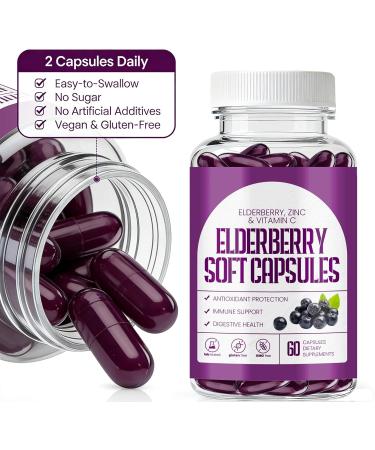 DoseOfQuiet Elderberry Capsules - Gut Support Complex Organic Black Elderberry Soft Capsules with Vitamin C and Zinc Promote Gut Health & Boost Energy (1) - Buy Online on GoSupps.com