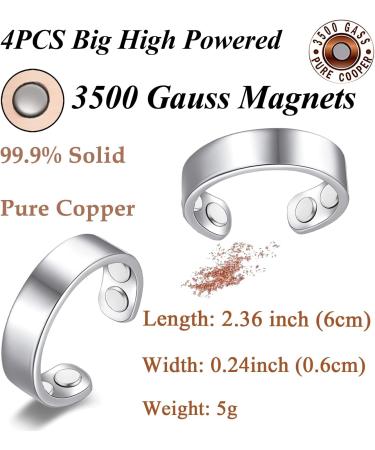 Vicmag Magnetic Copper Rings for Women - 4X Strength, 3500 Gauss Magnets, Adjustable, 100% Pure Copper - 2PCS (Silver) | Jewelry Gift Box - Buy Online on GoSupps.com