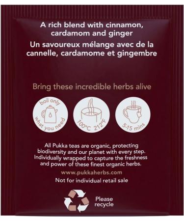 Pukka Cha Original Bio Cha Biologique et Ayurv dique Relaxant 100% des Ingr dients Issus du Commerce Equitable 6x20 Sachets 120 Sachets - Buy Online on GoSupps.com