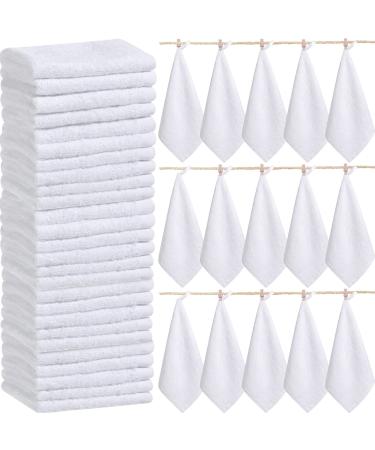80 Pcs Bamboo Washcloths Towel Bulk 10 x 10 Inch White Washcloths Set Baby Wash Cloth for Bathroom Bamboo Soft Wash Cloths for Face Reusable Absorbent Bathroom Washcloths