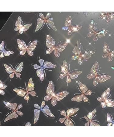 6 Sheets 3D Butterflies Nail Art Stickers - Self-Adhesive Aurora Shell Decals for Women | DIY Nail Decoration - Buy Online on GoSupps.com