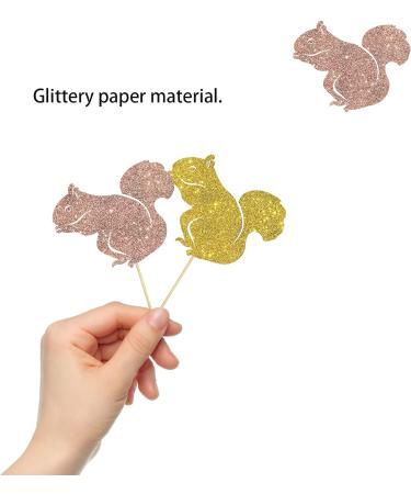 Set of 24 Glitter Squirrel Cupcake Toppers Animal Themed Baby Shower Dessert Decor Birthday Party Decorations Supplies - Buy Online on GoSupps.com