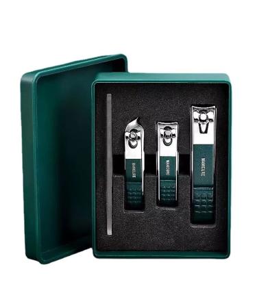 Nail Clippers with Catcher/Stainless Steel Heavy Duty Fingernail and Built-in Nail File for Men & Women/Ergonomic Handle with Wide Jaws for Thick Nails/includes Leather Storage Bag Key Ring.GENPAR Green01