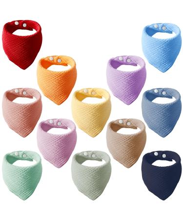 Toaren 12 pieces triangle baby sausage bib necker baby bibs baby absorbing triangular cloth with 2 adjustable push button soft teeth and drooling bibs for young and girls - Buy Online on GoSupps.com
