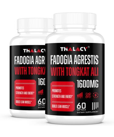 1600mg Fadogia Agrestis Tongkat Ali Supplement Fadogia Agrestis Extract for Men with Ashwagandha - Maximum Strength 120 Softgels 60 Count (Pack of 2)