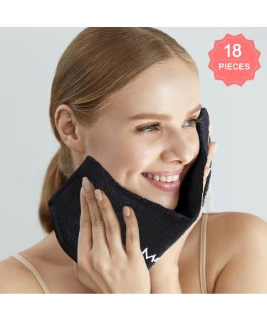 18 Pcs Makeup Remover Towels - Soft Cotton Washcloths with Makeup Embroidery - Reusable Facial Cleansing Cloths - Holiday Gift for Women - Buy Online on GoSupps.com
