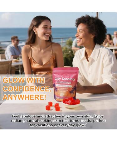 Valleylux Daily Tanning Gummies - Enhance Natural Tan Nourish & Protect Skin - with L-Tyrosine & Beta-Carotene - Sun-Free Glow - Watermelon Flavor 60 Count - Buy Online on GoSupps.com