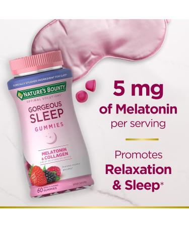 Nature's Bounty Optimal Solutions Gorgeous Sleep Melatonin 5mg Gummies with Collagen 60 Count Assorted Fruit Flavors 30 Total Servings (Pack of 3) Melatonin Gummies 60ct Pack of 3 - Buy Online on GoSupps.com