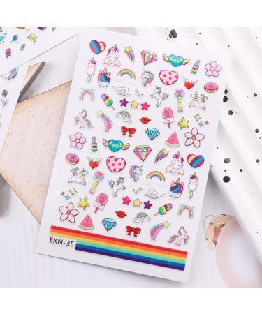 JMEOWIO 18 Sheets Cute Nail Stickers for Kids Nail Art Stickers Decals Self-Adhesive Rainbow Heart Flower Fruit Nail Supplies Nail Art Design Decoration Accessories - Buy Online on GoSupps.com