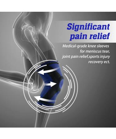 Abyon Knee Brace for Men & Women - XL Knee Support for Meniscal Tear Arthritis ACL MCL with Patella Gel Pads & Spring Stabilizers (Blue) - Buy Online on GoSupps.com
