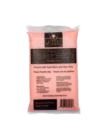 Paraffin Wax refill by Fleur De Spa - Infused with Acai, Coconut oil, Jojoba and Aloe USA Made (True Peach, 1 pound) True Peach 1 Pound (Pack of 1)