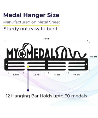 Sehaz Artworks Black Medal Hanger Display - Holds up to 40 Medals | Race Medal Holder Case for Running & Marathon | Medal Rack - Buy Online on GoSupps.com