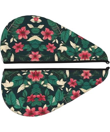 Flower Leaf Coral Velvet Dry Hair Cap with Buttons Ideal for Curly Long & Thick Hair - Anti-Frizz Solution - Buy Online on GoSupps.com