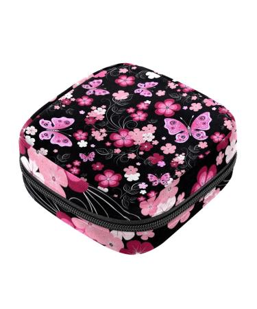 Storage bags for women's bandages flowers and butterflies portable women's bandages storage bags female menstruation first period bag for teenagers girls women women color 4