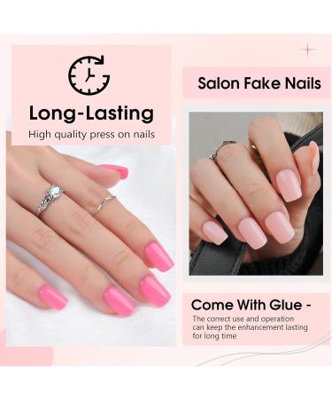 240 Pcs Press On Nails Short Acrylic Nail Tips with Glue | Classic Solid & French Designs | Salon Quality Artificial Nails - TZ10-16 - Buy Online on GoSupps.com