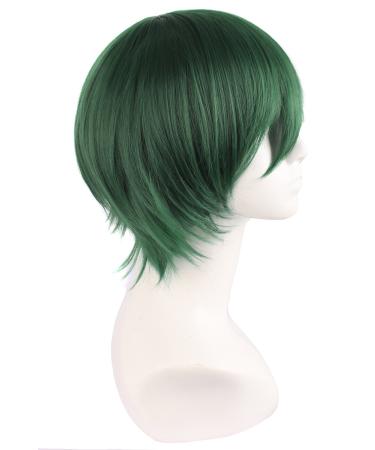 MapofBeauty Men's Forest Green Cosplay Costume Short Straight Wig | Dark Green Hairpiece for Anime & Halloween - Buy Online on GoSupps.com