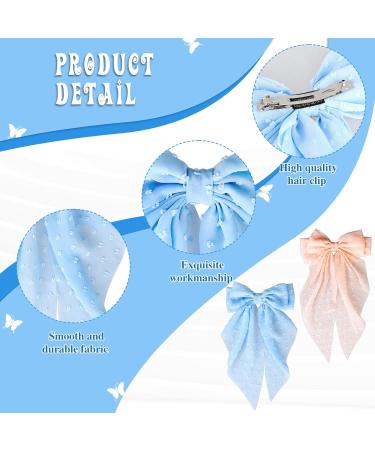 Silky Satin Hair Bows 2 PCS Big Pink/Blue Bow Hair Clips Set Bowknot Metal Spring Clip Oversized Long Tail Hair Ribbons Ponytail Holder French Hair Barrettes Hair Styling Accessories for Women - Buy Online on GoSupps.com